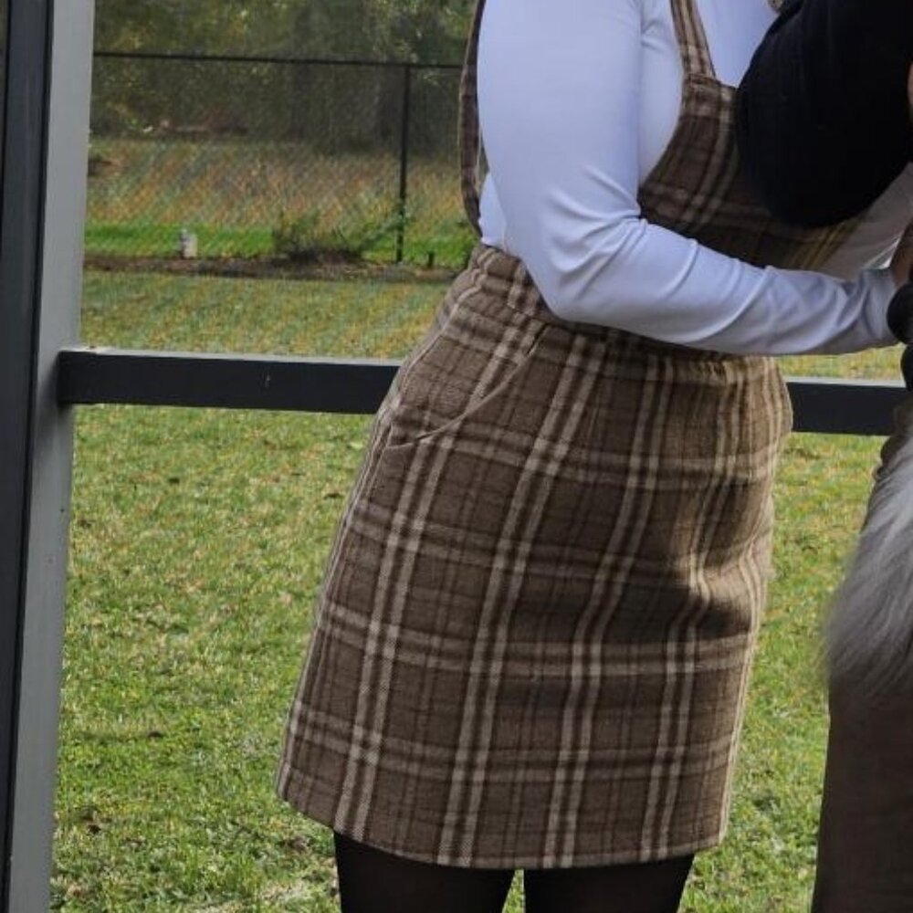 Flannel dark academia mini pinafore